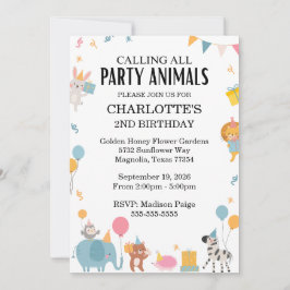 Invitación Llamar a todos los niños Fiestas Animales Invitaci