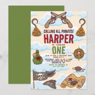 Invitación Llamar a todos los piratas habla como un cumpleaño