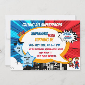 Invitación Llamar a todos los superhéroes cumpleaños de niños