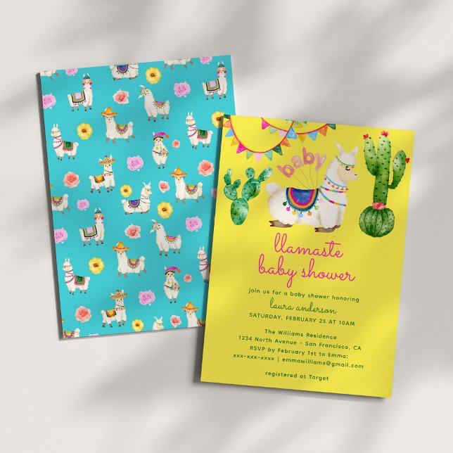 Invitación Llamaste - Llama un colorido Baby Shower mexicano (Subido por el creador)
