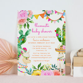 Invitación Llamaste Yoga Llama Baby Shower colorido mexicano