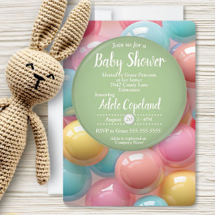 Invitación Llamativa caligrafía de chicle colorido para baby 