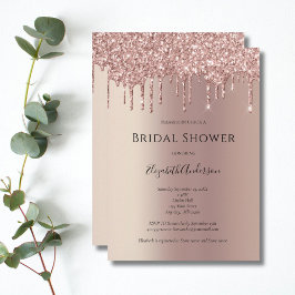 Invitación Llamativa lluvia de brillo en oro rosa para glamur