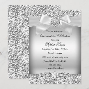 Invitación Llamativo Arco de Quinceañera con Brillo de Plata