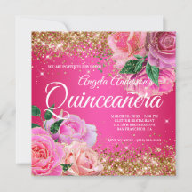Llamativo Oro Brillo Rosa Glam Quinceañera