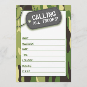 Invitación Llame A Todos Los Tropas Para Rellenar La Invitaci