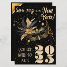 Llamemos al fiesta de Año Nuevo negro glamoroso