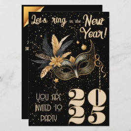 Invitación Llamemos al fiesta de Año Nuevo negro glamoroso