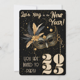 Invitación Llamemos al fiesta de Año Nuevo negro glamoroso