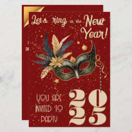 Invitación Llamemos al fiesta de Año Nuevo rojo glamoroso