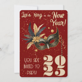 Invitación Llamemos al fiesta de Año Nuevo rojo glamoroso