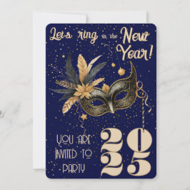 Invitación Llamemos en Año Nuevo fiesta azul glamoroso