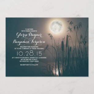 Invitación Llanta de dragón de luna llena y boda de hierba de