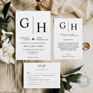 Invitación Llanto blanco y negro y Boda simple