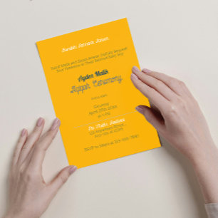 Invitación Llanura de color amarillo azul sólido, Baby Shower