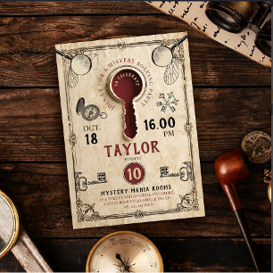 Invitación Llave de detective para resolver misterios de habi