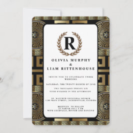 Invitación Llave formal clásica griega de la corona de laurel