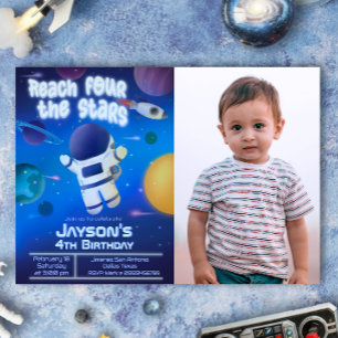 Invitación Llega Cuatro a las Estrellas - Espacio Exterior