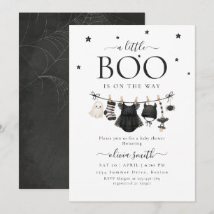 Invitación Llega Little Boo, Baby Shower de Halloween