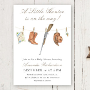 Invitación Llega un pequeño cazador Fiesta de Baby Shower