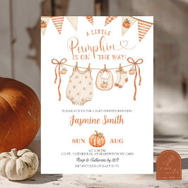 Invitación Llega una pequeña calabaza Baby Shower de Otoño