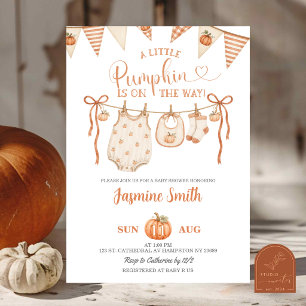 Invitación Llega una pequeña calabaza Baby Shower de Otoño