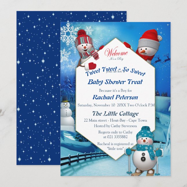 Invitación Llegada de un niño bebé navidades (Anverso / Reverso)