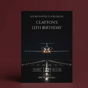 Invitación Llegada en Jet de Lujo Ejecutivo Fiesta de Cumplea