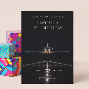 Invitación Llegada en Jet de Lujo Ejecutivo Fiesta de Cumplea