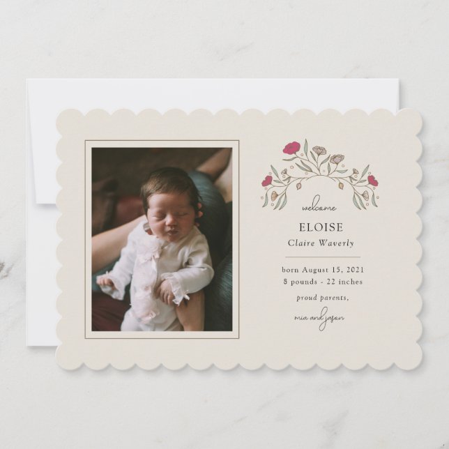 Invitación Llegada Floral Vintage (Anverso)
