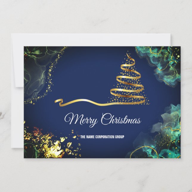 Invitación Llegan los navidades, compañía de oro estilo mármo (Anverso)