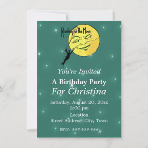 Invitación Llegar a las estrellas blancas del cumpleaños de l