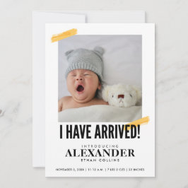 Invitación Llegué a la foto del nacimiento moderno del bebé 