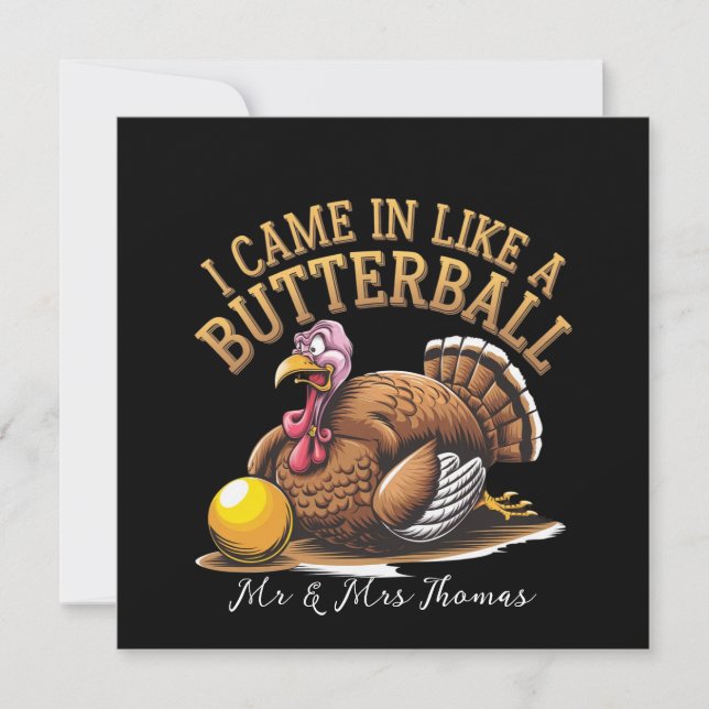 Invitación ¡Llegué como una mariposa! Gracioso Día de Gracias (Anverso)