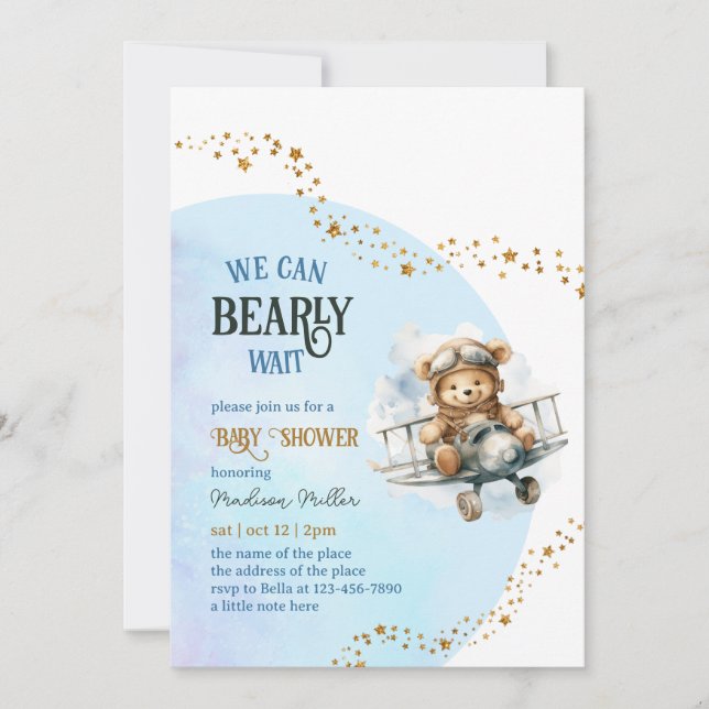 Invitación Llevar Baby Shower con entradas de barrido de paña (Anverso)