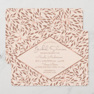 Invitación Lluvia Botánica Rústica Rosa Bridal Glam Shower