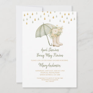 Invitación Lluvia de Abril Trae Flores de Mayo Baby Shower 