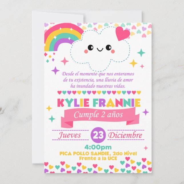 Invitación lluvia de amor  (Anverso)