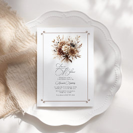 Invitación Lluvia de Amor Mousse de Mocha Floral Bridal Showe