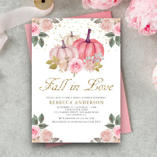 Invitación Lluvia de Amor Rosa Floral de Calabaza Nupcial