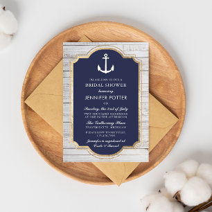 Invitación Lluvia de Amor Rústica Bridal Shower Náutica