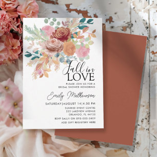 Invitación Lluvia de Amor Terracota y Rubor Baby Shower Nupci