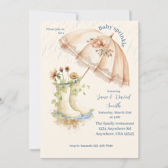 Invitación Lluvia de bebé (Anverso)