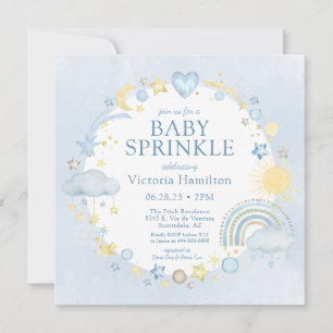 Invitación Lluvia de Bebé Arcoíris Acuarela Niño