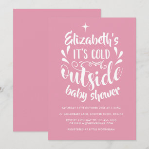 Invitación Lluvia de bebé / Baby Shower Fuera Hace Frío Rosa