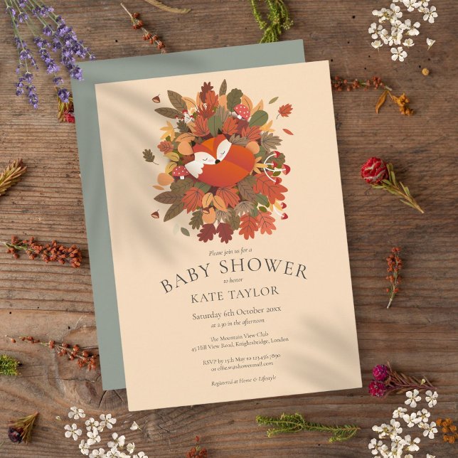Invitación Lluvia de bebé de zorrito de bosque rústico (Rustic Woodland Fox Cub Baby Shower Sprinkle Invitation)