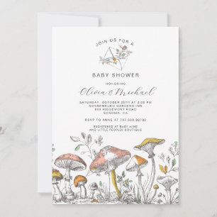 Invitación Lluvia de Bebé Hongos del Bosque