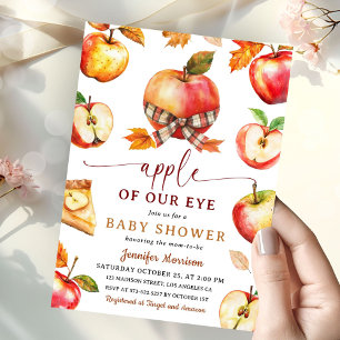 Invitación Lluvia de Bebé Manzana de Nuestro Ojo Gingham Otoñ