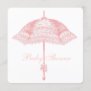 Invitación Lluvia de Bebé Niña Paraguas Parasol Rosa