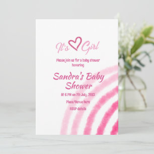 INVITACIÓN LLUVIA DE BEBÉ NIÑA ROSA PASTEL RETRO
